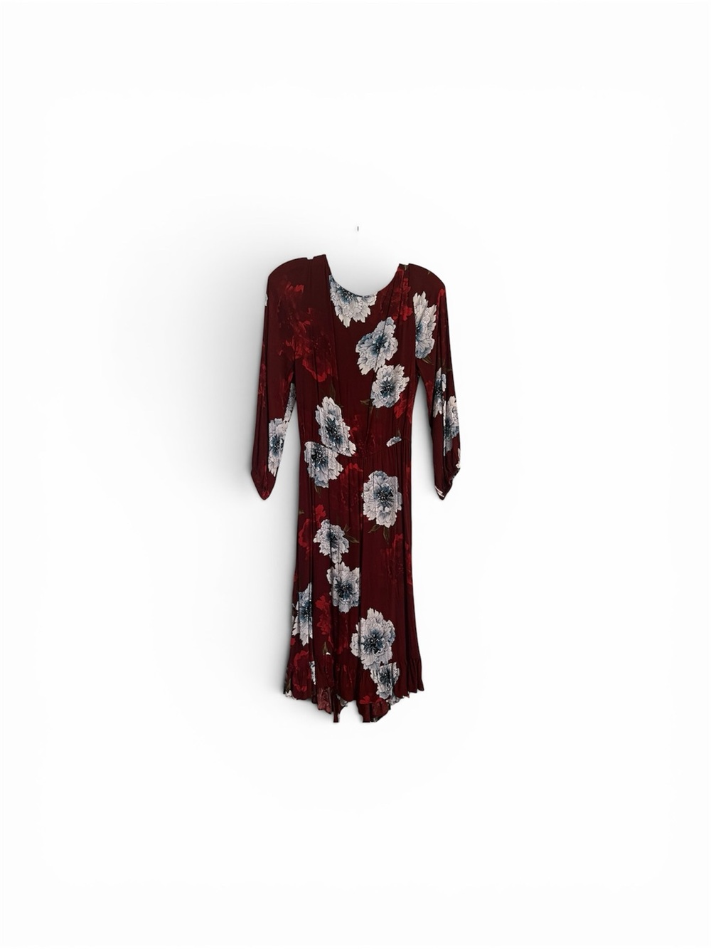Women's Maroon Floral Midi Dress